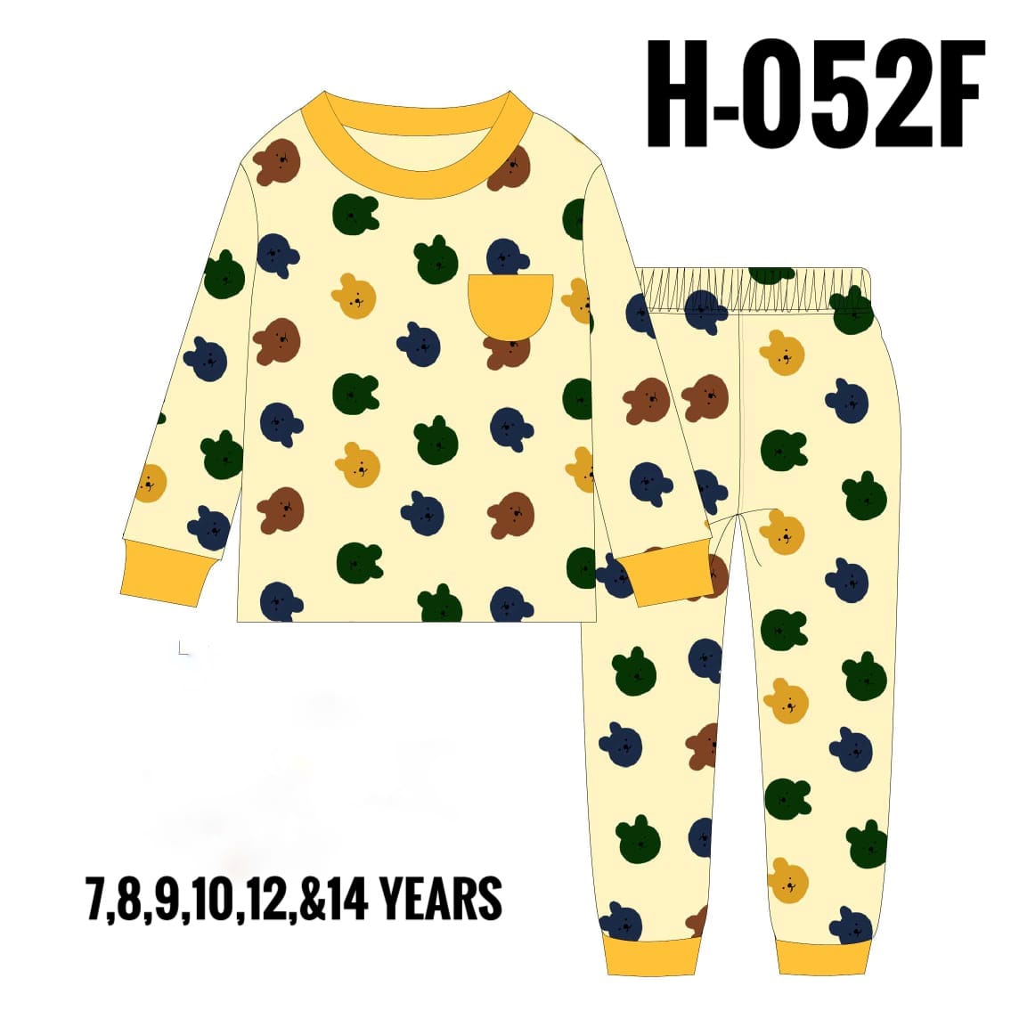 H-052F CREAM TEDDY AGE 14 PYJAMAS