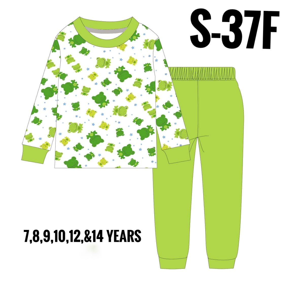 S-37F GREEN TEDDY AGE 7 PYJAMAS