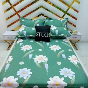 GREEN TULIP  4/6 BEDSHEET WITH TWO PILLOWCASES