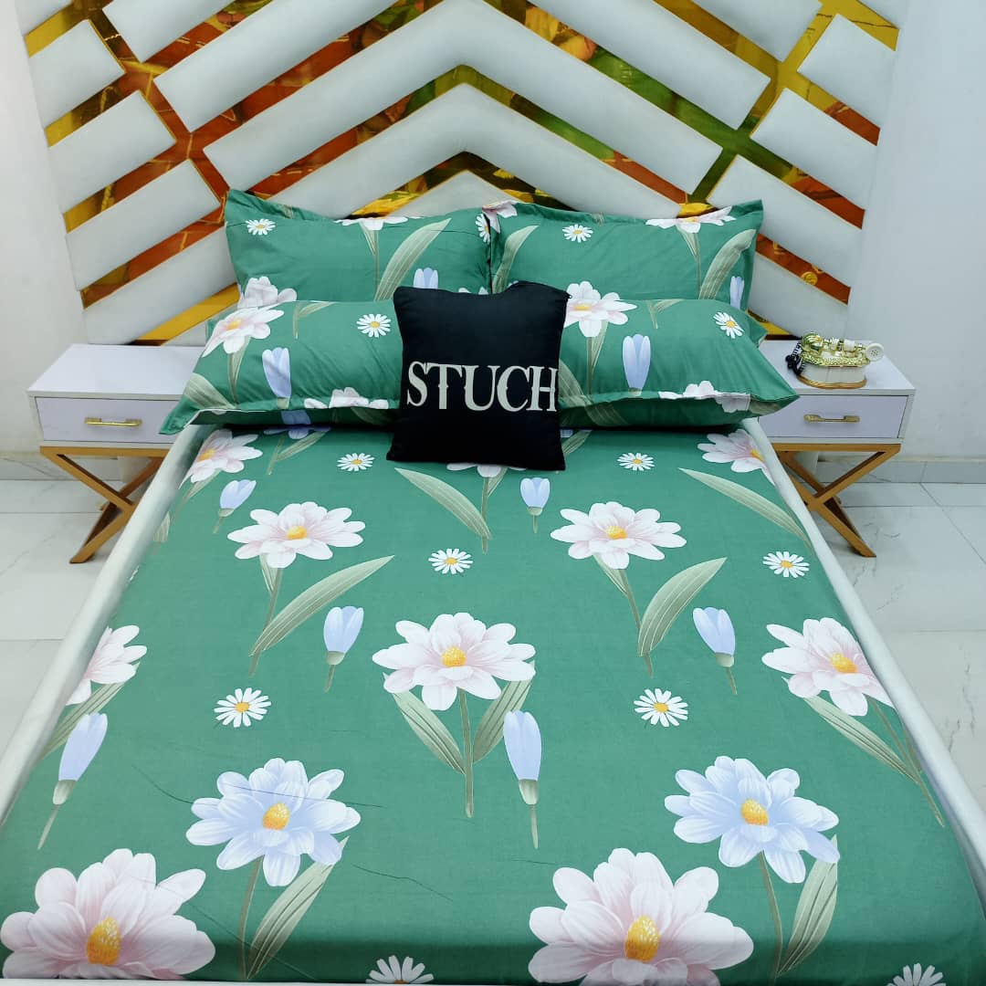 GREEN TULIP EXTRA LARGE BEDSHEET