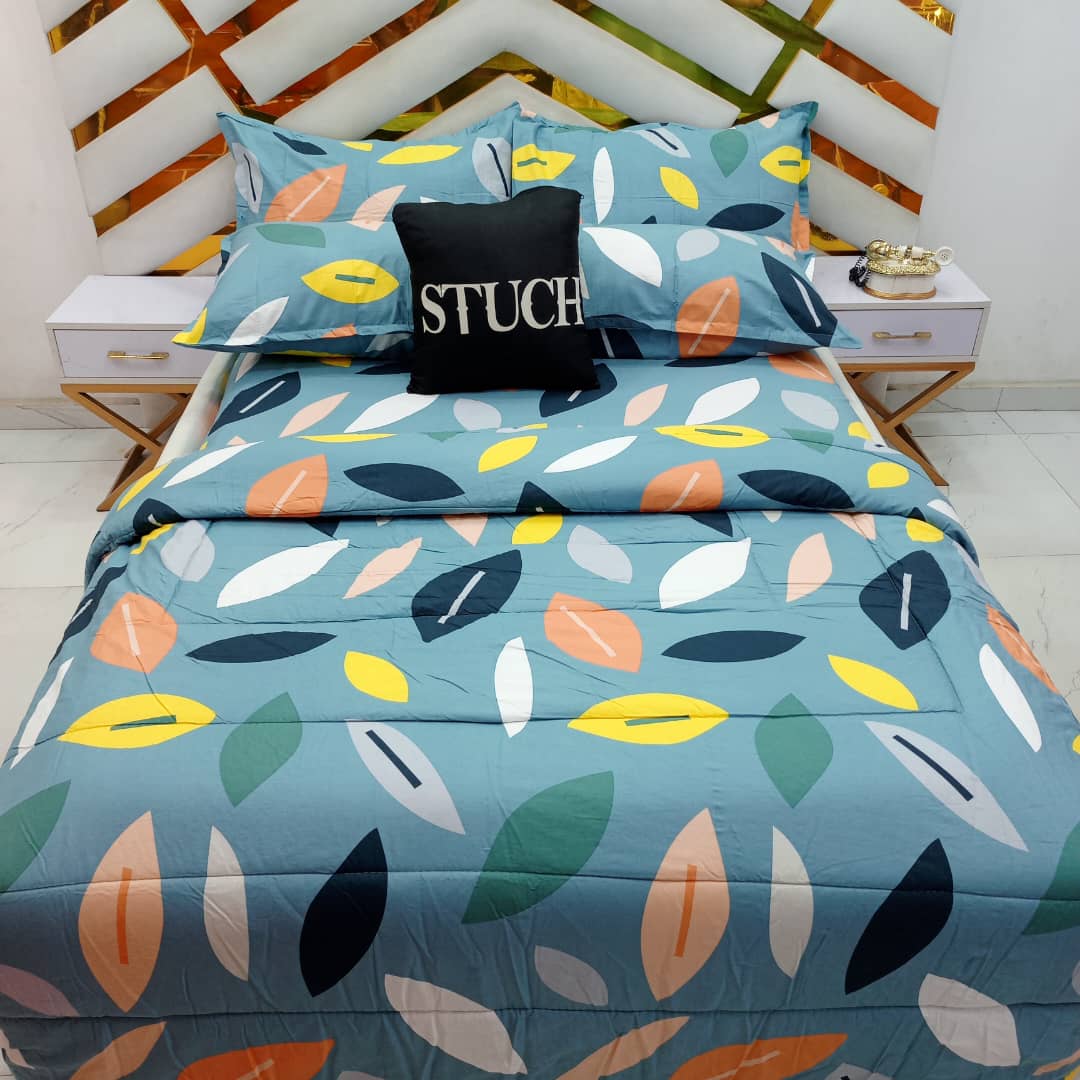 100% EGYPTIAN COTTON TEAL LEAF 7/7 DUVET SET