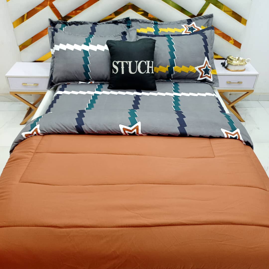 COMBINED CLAYBROWN WITH GRAY STAR 7/7 DUVET SET
