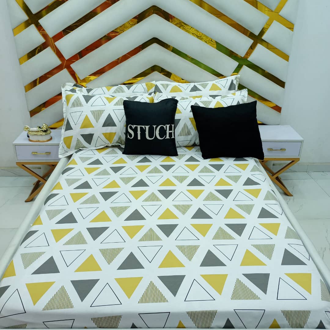 100% EGYPTIAN COTTON LEMON TRIANGLE 7/7 BEDSHEET