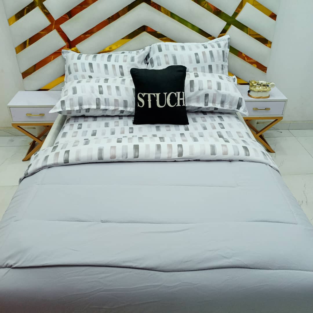 COMBINED ASH WITH GRAY ABSTRACT 7/7 DUVET SET