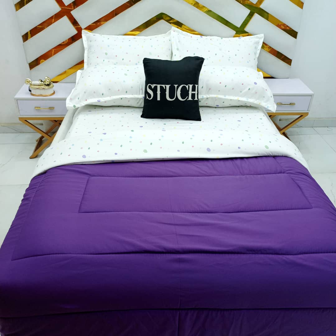 COMBINED PURPLE WITH CREAM POLKA 7/7 DUVET SET