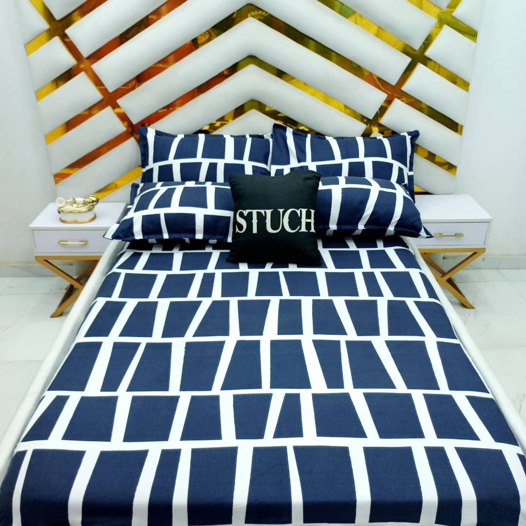 DENIM BLUE BOX 4/6 BEDSHEET(WITH TWO PILLOWCASES)