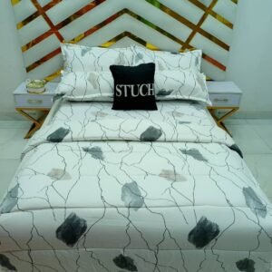 LACE STROKE 4/6 BEDSHEET WITH TWO PILLOW CASES AND DUVET COVER (NO FIBER INSIDE)