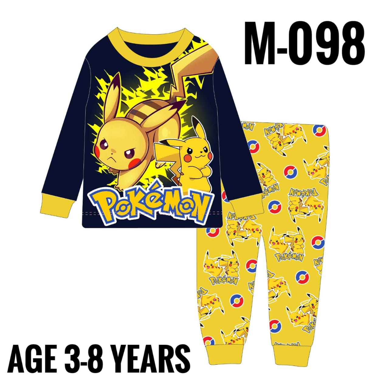 M-098 YELLOW POKEMON AGE 7 PYJAMAS