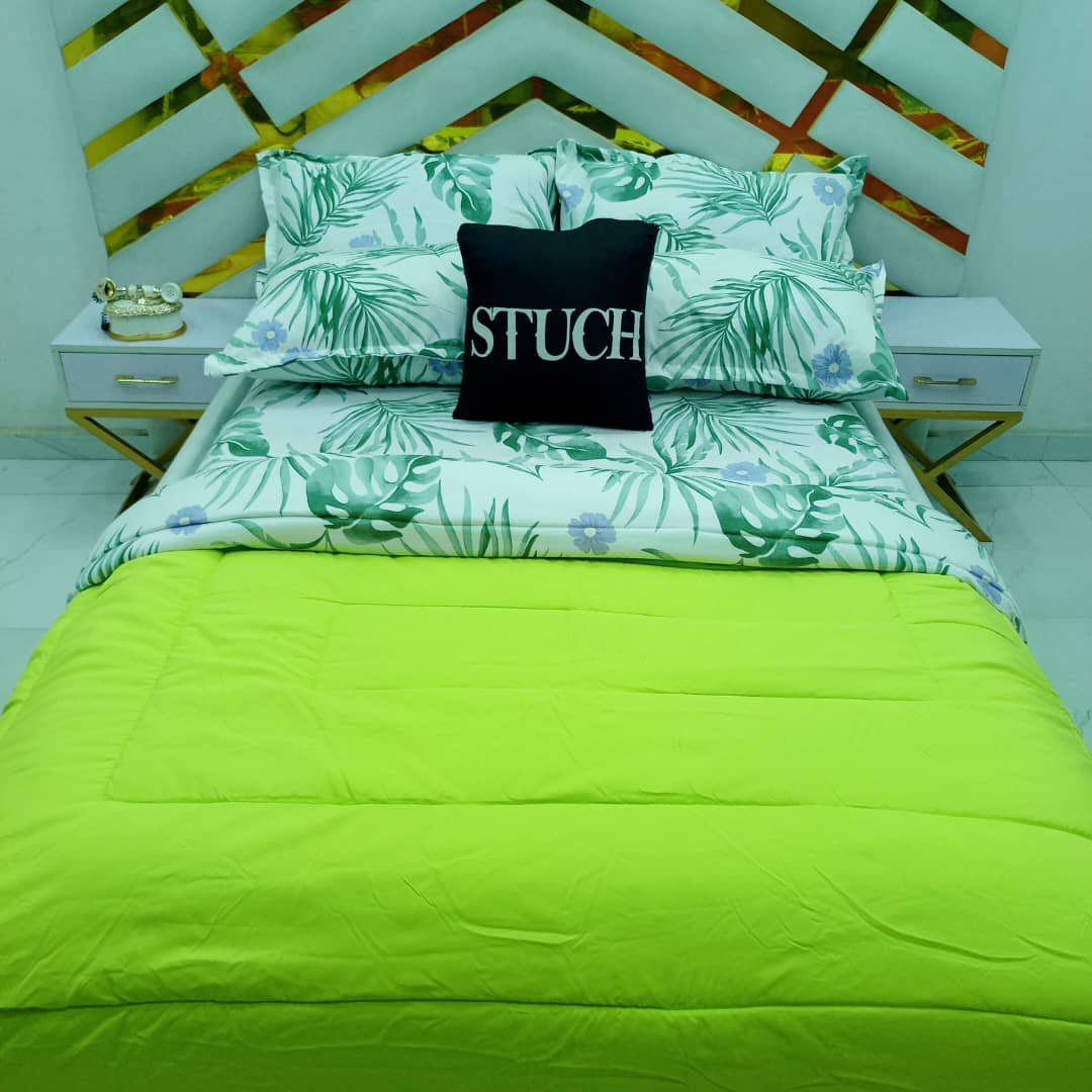 COMBINED LEMON WITH GREEN PINE LEAF 7/7 DUVET SET