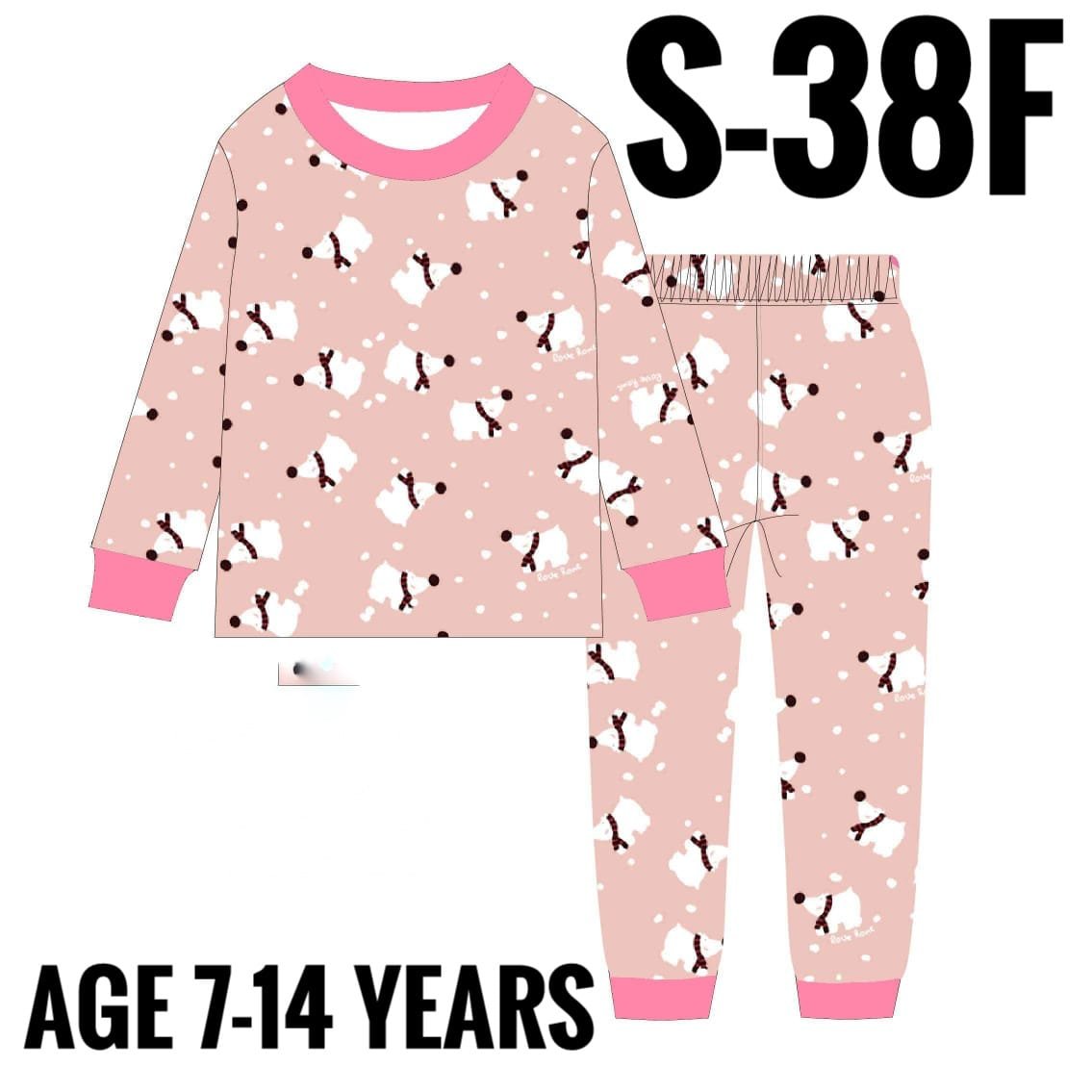 S-38F PINK BEAR AGE 12 PYJAMAS