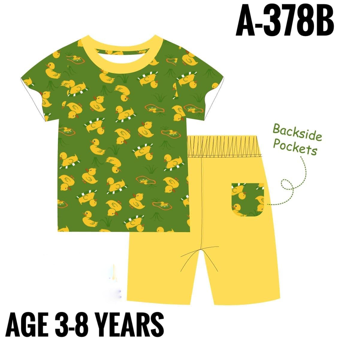 A-378B GREEN YELLOW SHORT AGE 7 PYJAMAS