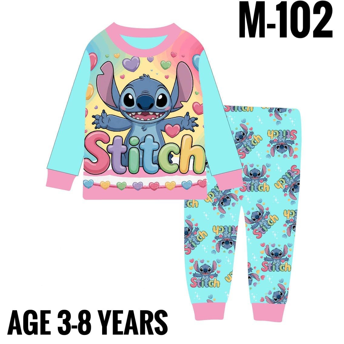 M-102 COLOUR STITCH AGE 7 PYJAMAS