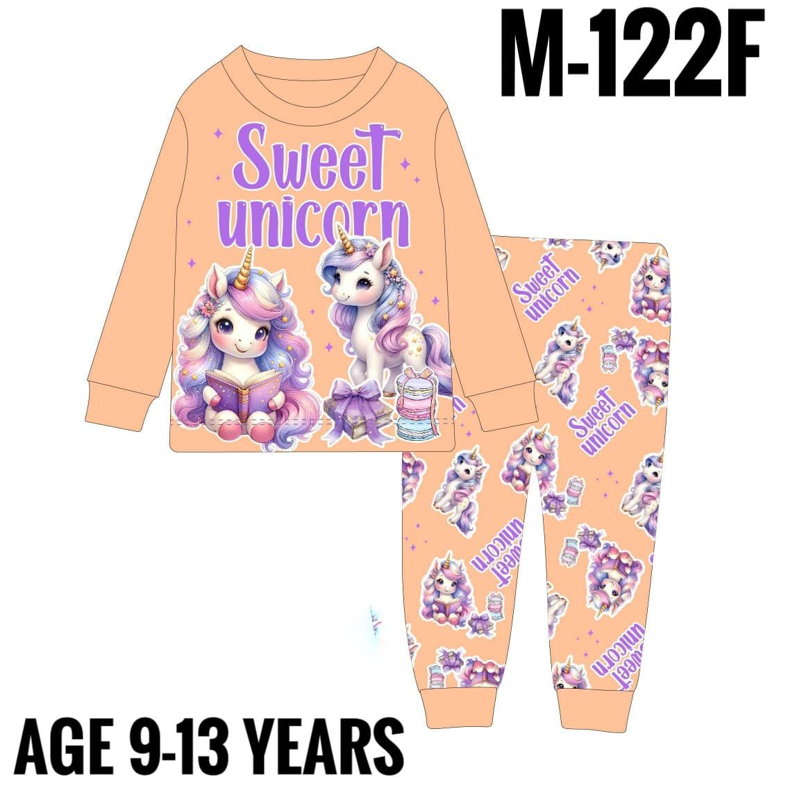 M-122F SWEET UNICORN AGE 11 PYJAMAS