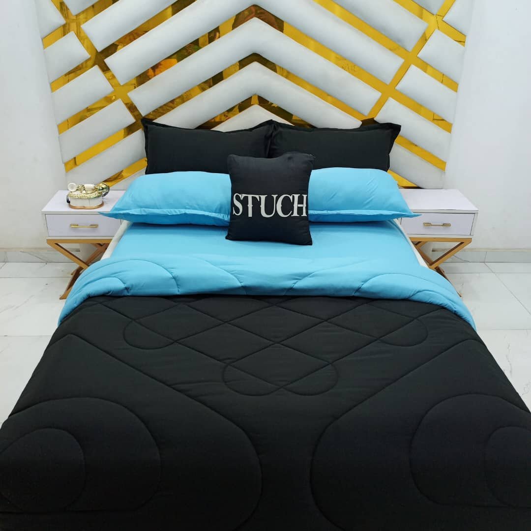 COMBINED PLAIN BLACK AND BLUE 7/7 BEDSHEET (BLUE BEDSHEET)