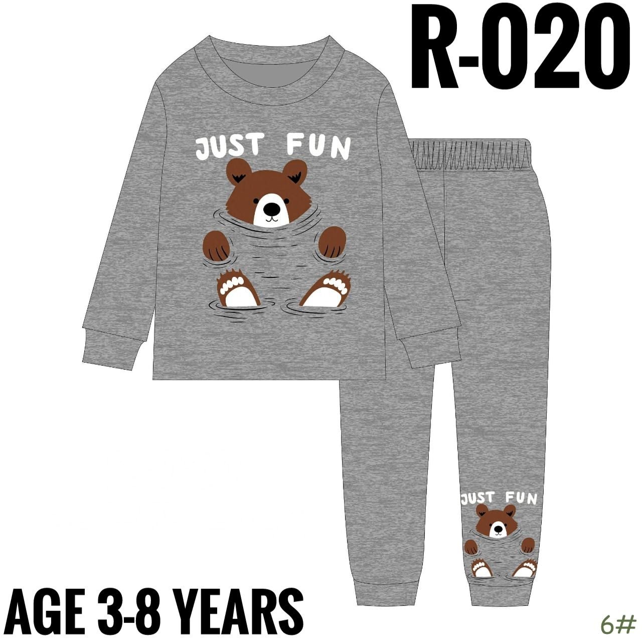 R-020 GRAY TEDDY AGE 7 SWEAT SET