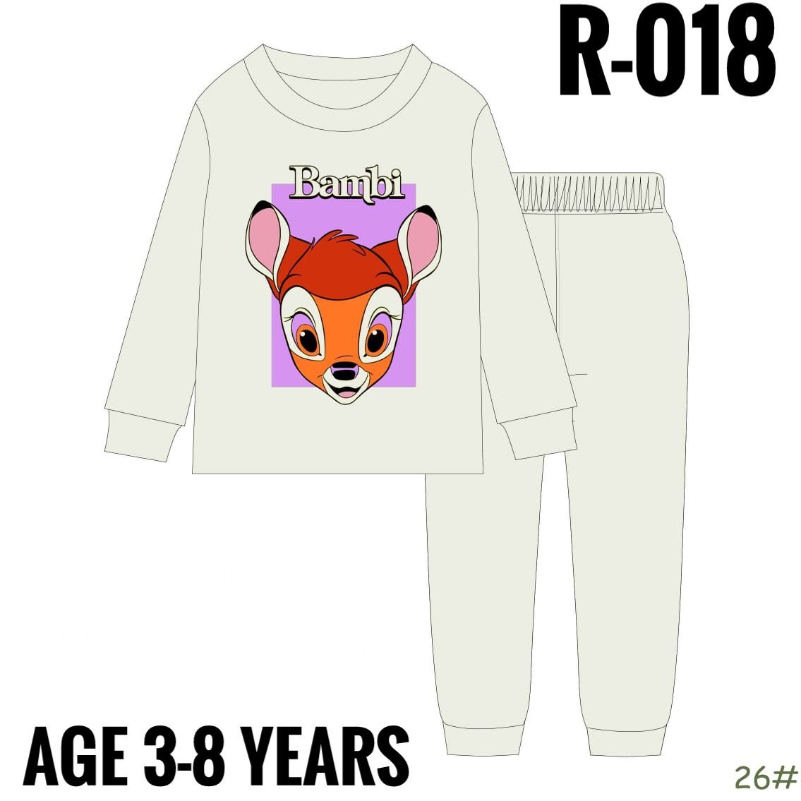 R-018 WHITE BAMBI AGE 7 SWEAT SET