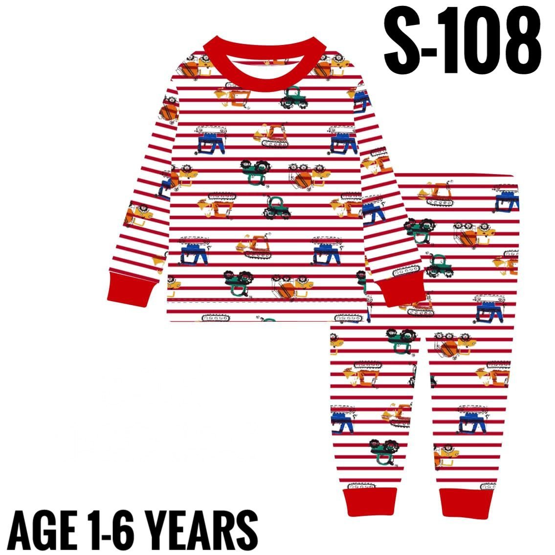 S-108 RED STRIPE TRUCK AGE 2 PYJAMAS