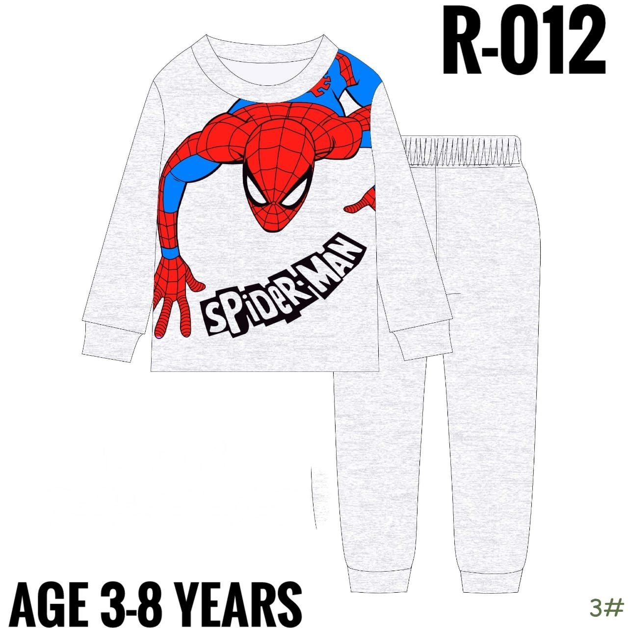 R-012 GRAY SPIDERMAN AGE 7 SWEAT SET