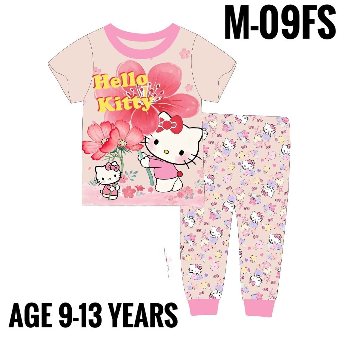 M-097FS FLOWER HELLO KITTY AGE 13 PYJAMAS
