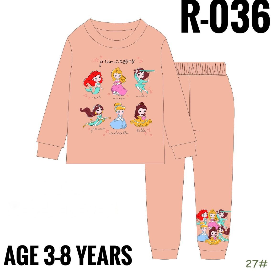 R-036 PEACH DIFF PRINCESSES AGE 7 SWEAT SET
