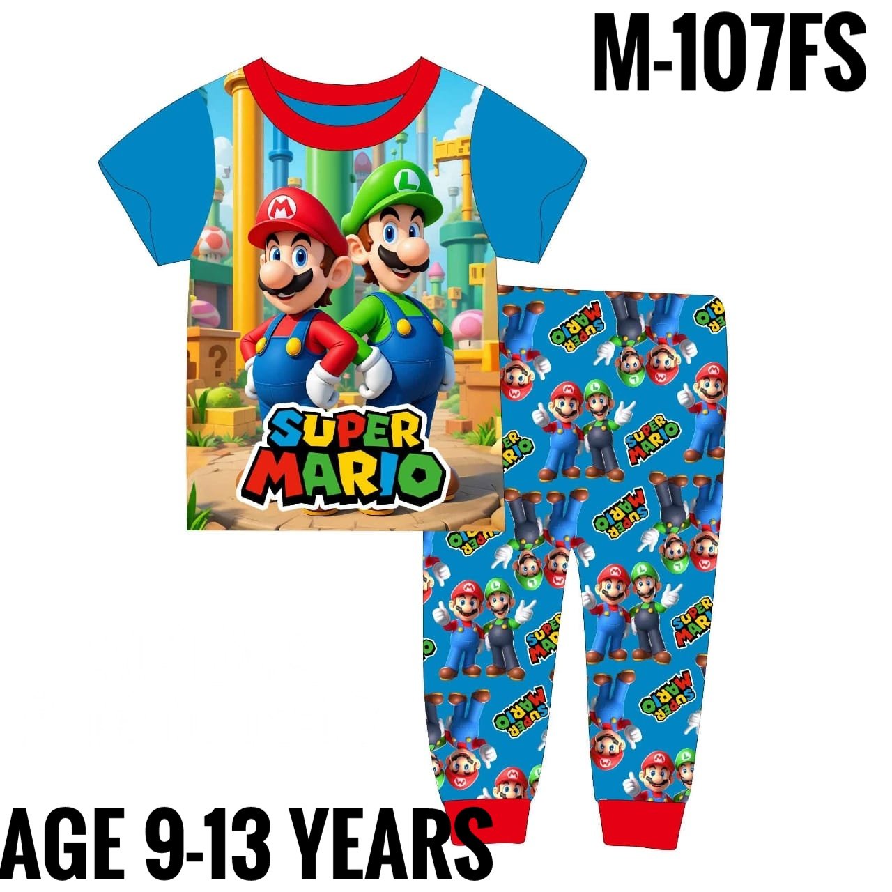M-107FS BLUE SUPER MARIO AGE 13 PYJAMAS