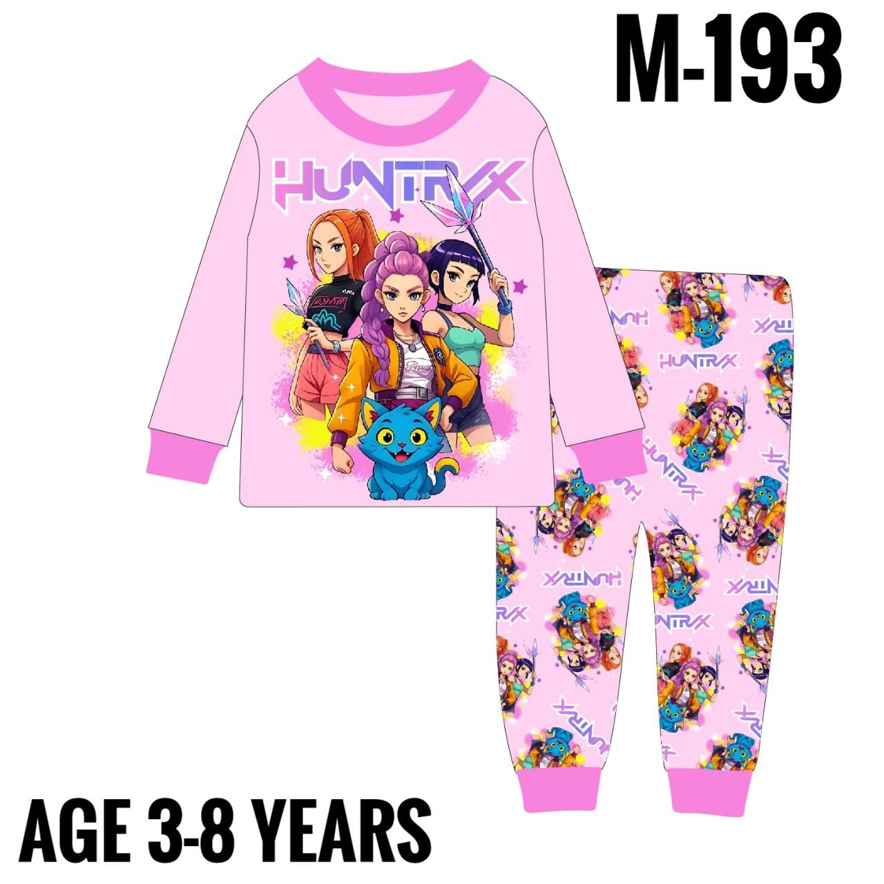 M-193 BABY PINK HUNTRIX AGE 3 PYJAMAS