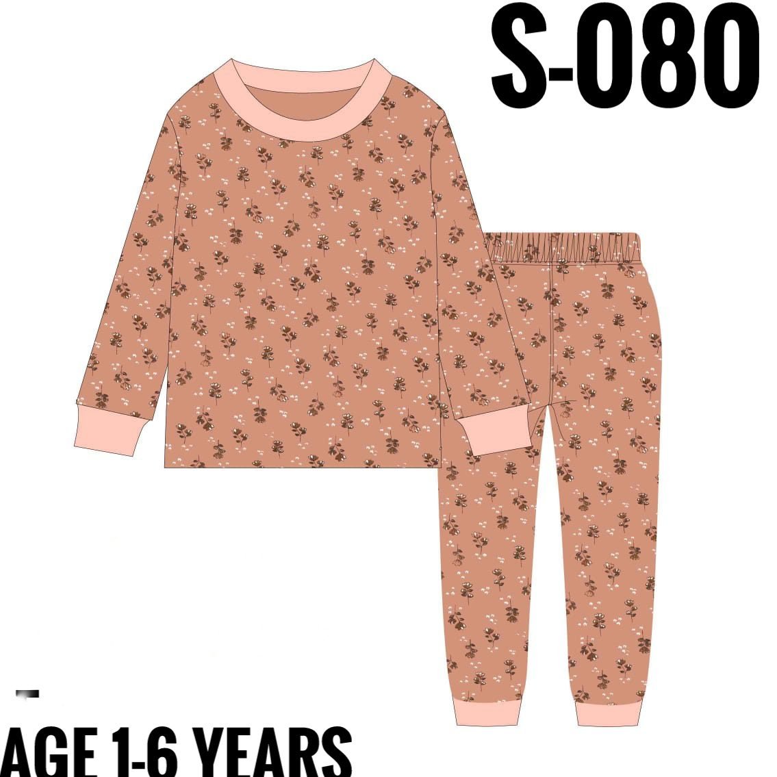 S080 BROWN FLOWER AGE 1 PYJAMAS