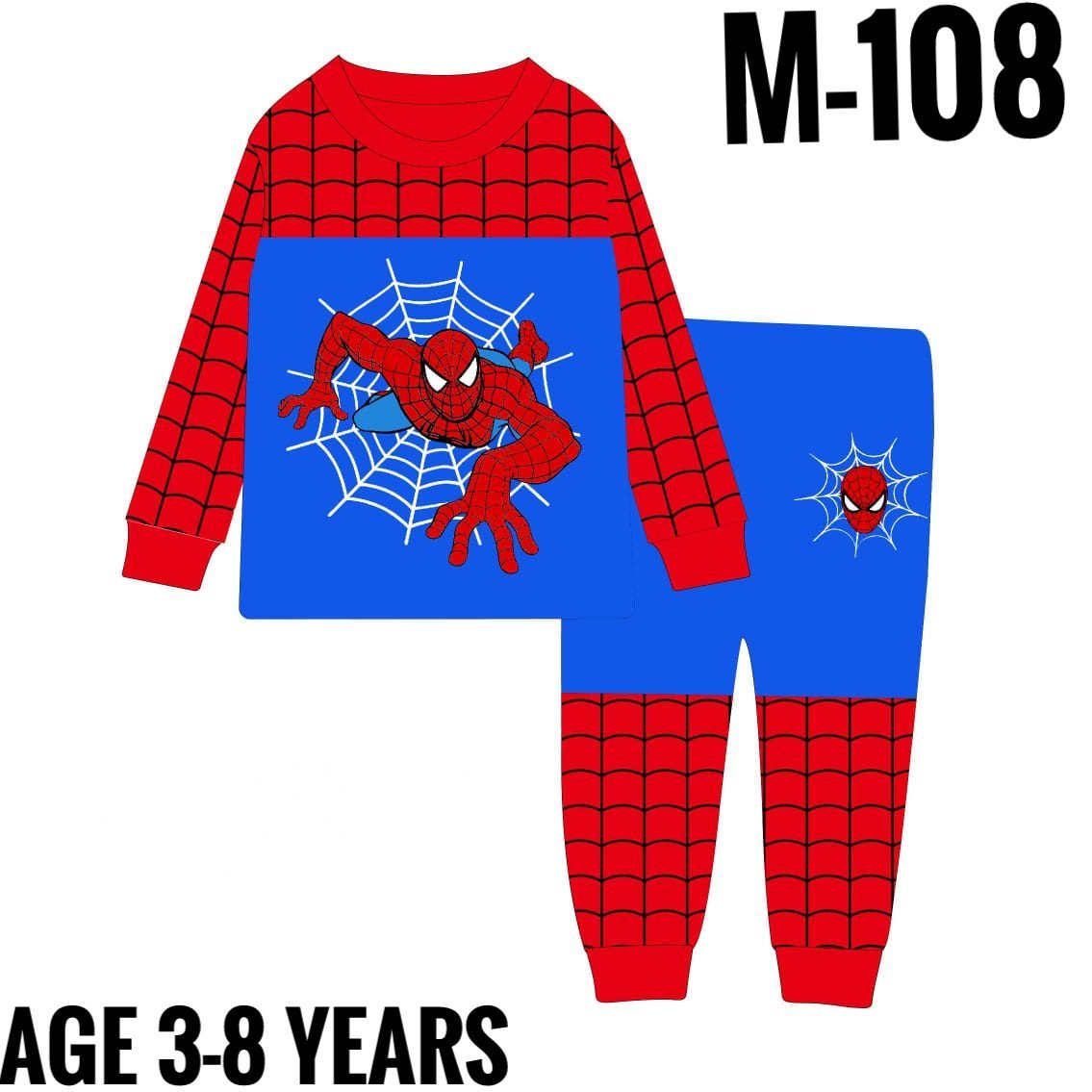M-108 BLUE SPIDERMAN AGE 8 PYJAMAS