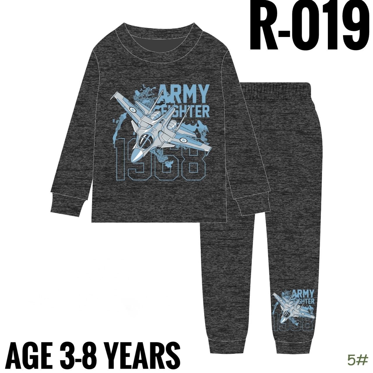 R-019 GRAY ARMY FIGHTER AGE 7 SWEAT SET