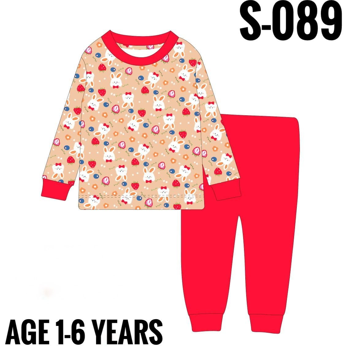 S-089 RED RABBIT AGE 6 PYJAMAS