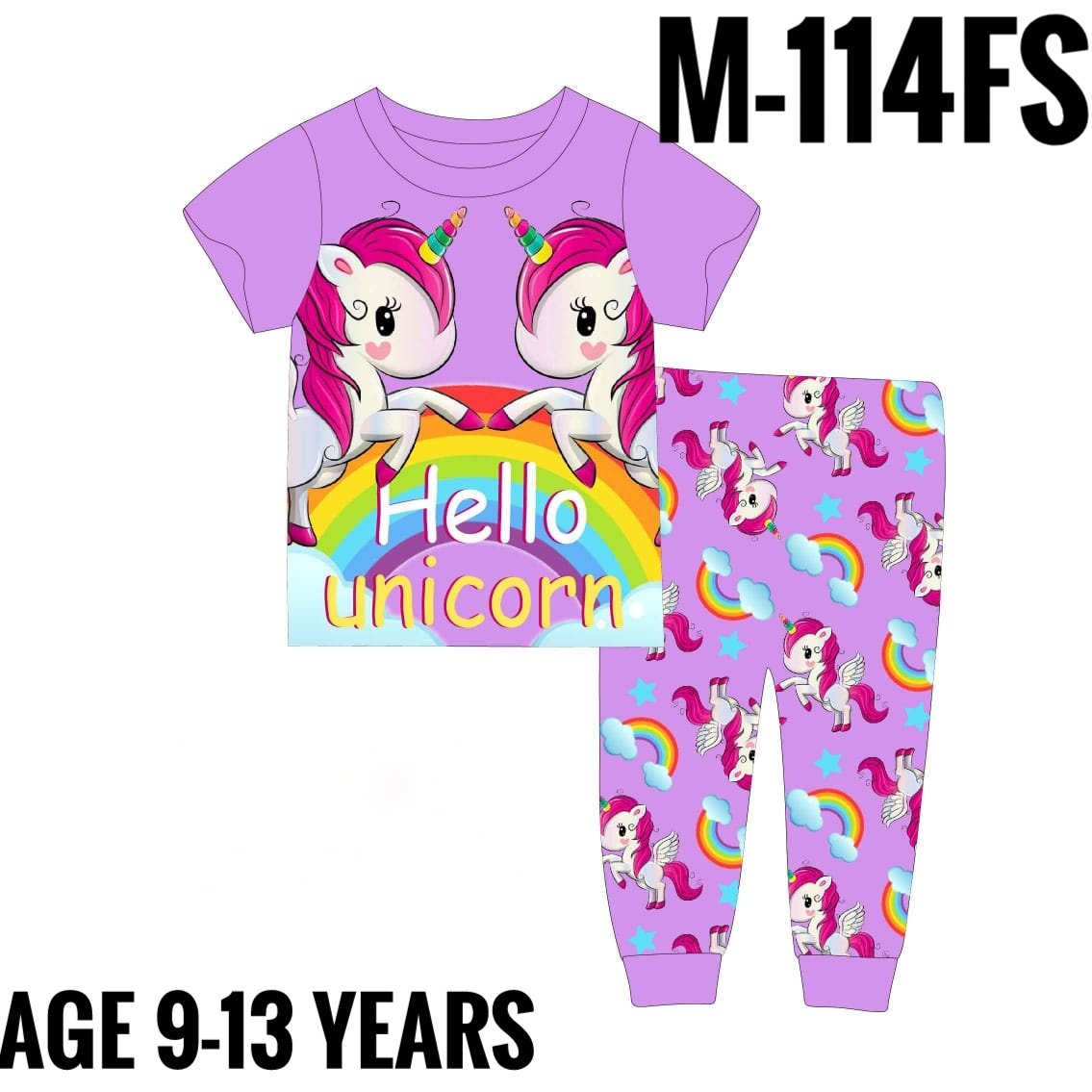 M-114FS PURPLE UNICORN AGE 13 PYJAMAS