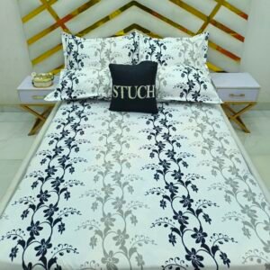 WHITE LILY KING SIZE FITTED ELASTIC BEDSHEET WITH 4 PILLOWCASES (FITS 6/6, 6/7 AND 7/7 BED) (SIZE 84/84/12 INCHES)