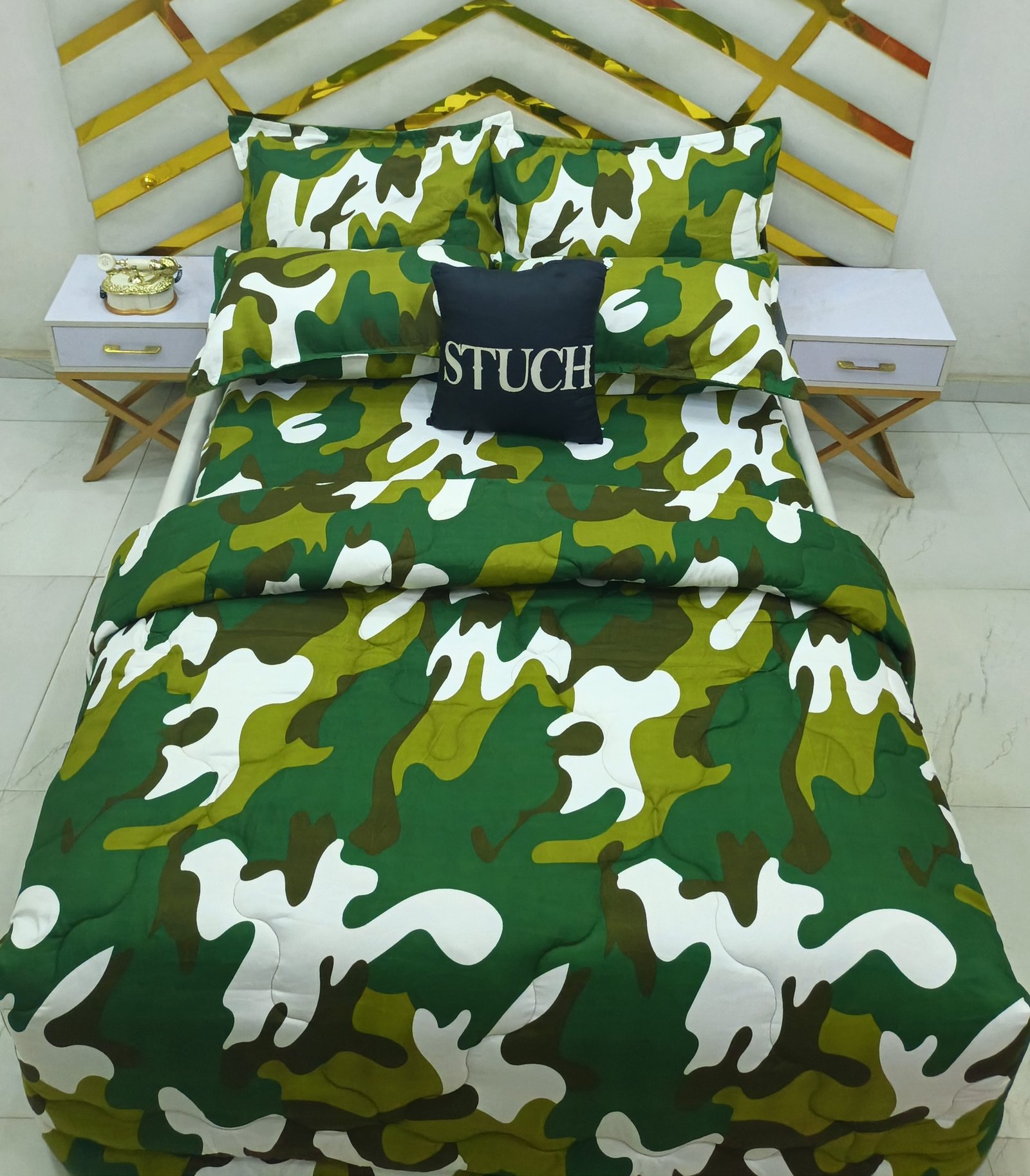 GREEN CAMO 4/6 DUVET SET (WITH TWO PILLOWCASES)