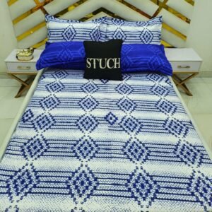 COMBO BLUE AND WHITE DIAMOND 7/7 BEDSHEET (WHITE BEDSHEET)