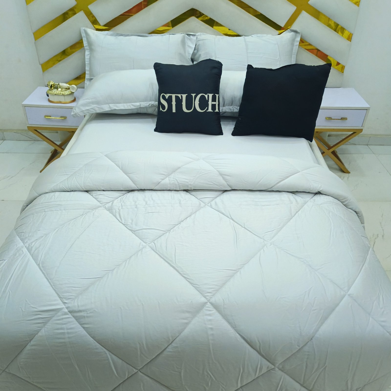 EGYPTIAN PLAIN LIGHT ASH 7/7 DUVET SET
