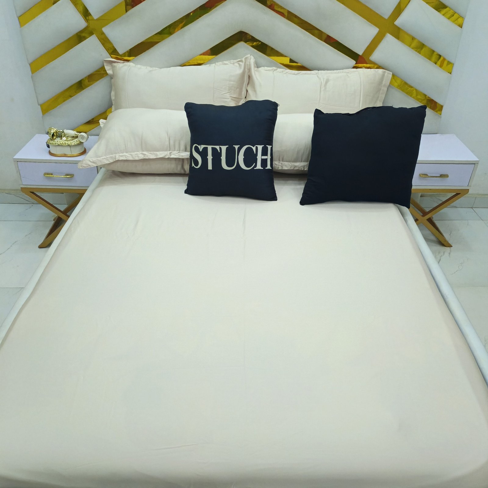 EGYPTIAN STANDARD 100% COTTON PLAIN BEIGE EXTRA LARGE BEDSHEETS