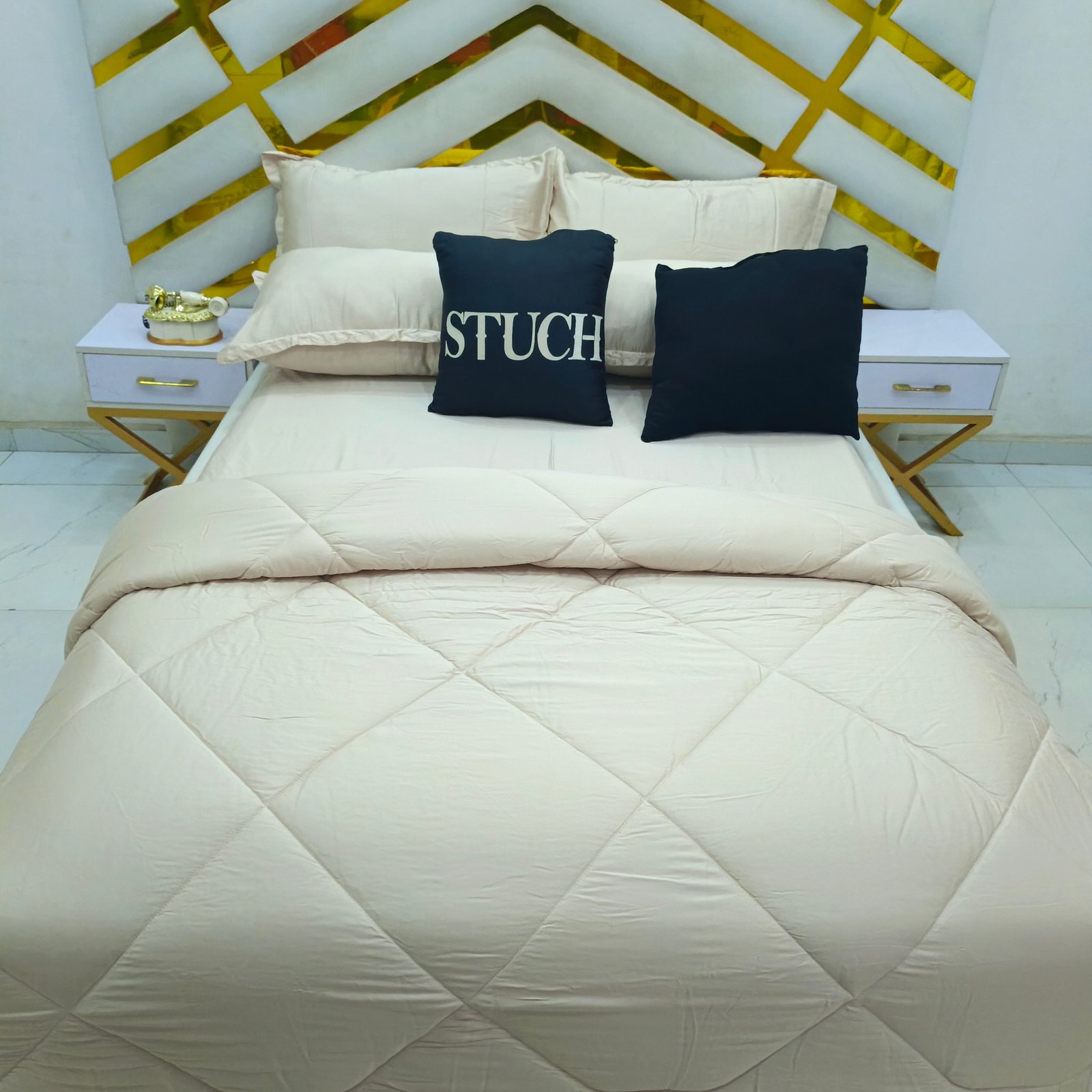 EGYPTIAN PLAIN BEIGE 7/7 DUVET SET
