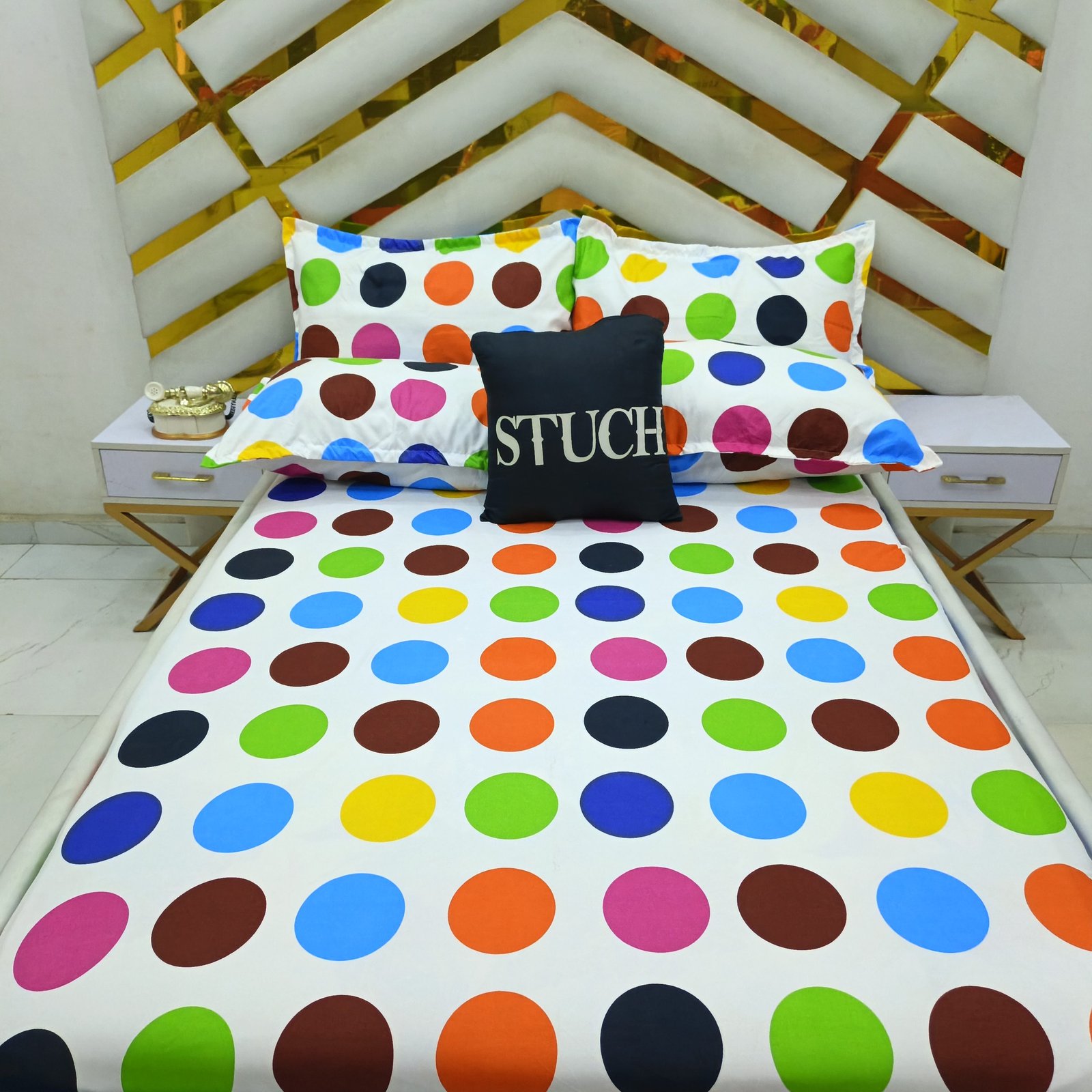 MULTICOLOR BIG POLKA EXTRA LARGE BEDSHEET