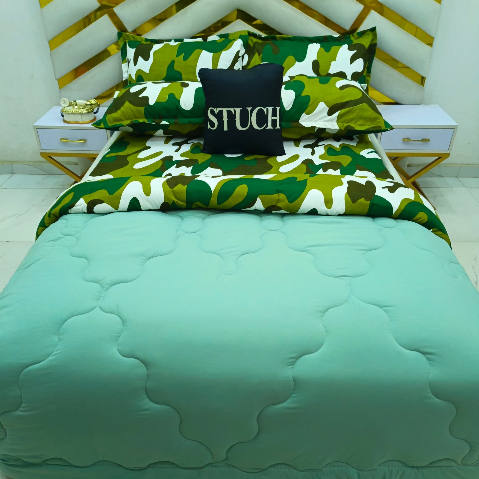 COMBINED FREN GREEN WITH GREEN CAMO 7/7 DUVET SET