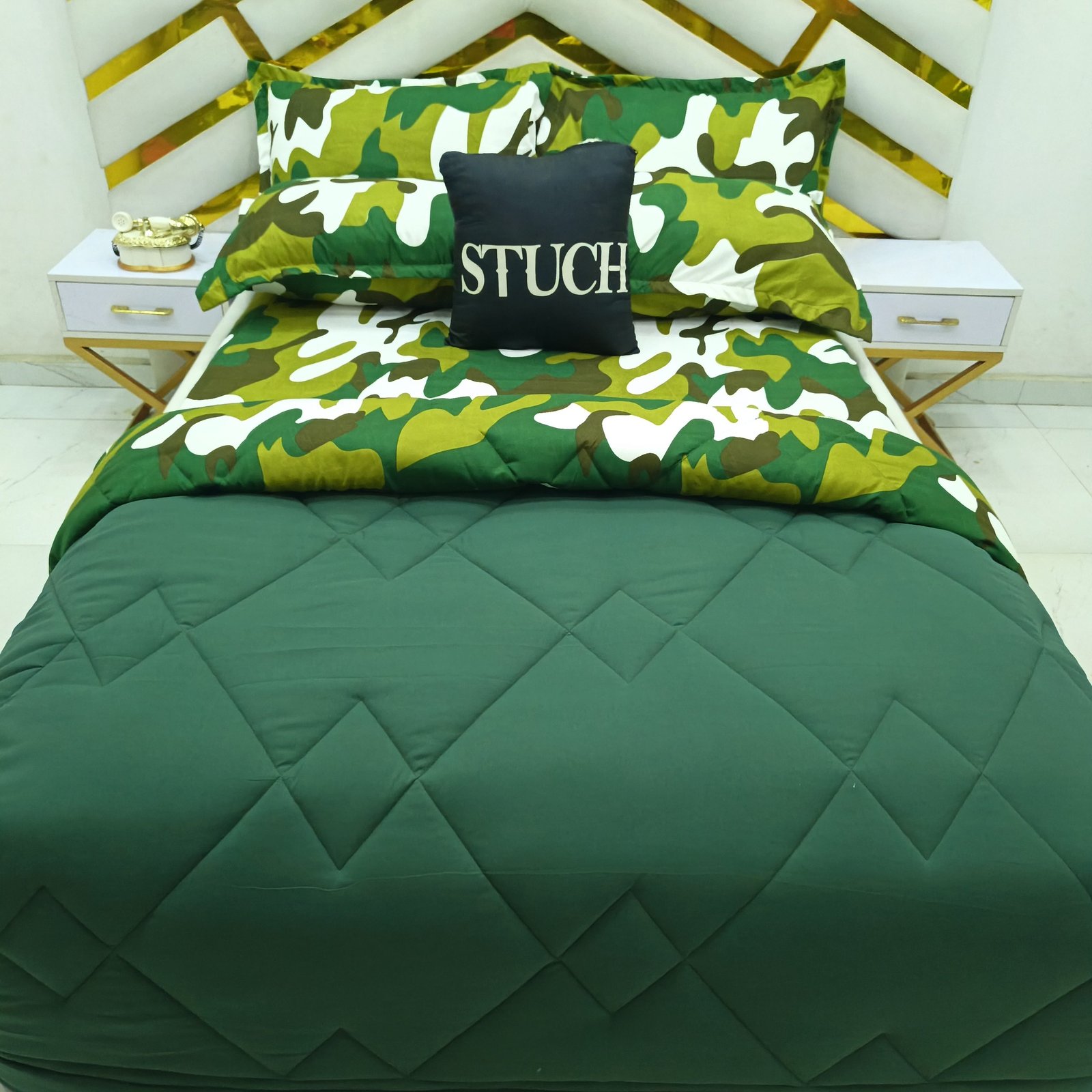 COMBINED DARK EMERALD WITH GREEN CAMO 7/7 DUVET SET
