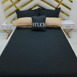 COMBINED PLAIN BLACK AND BROWN 7/7 BEDSHEET (BLACK BEDSHEET)