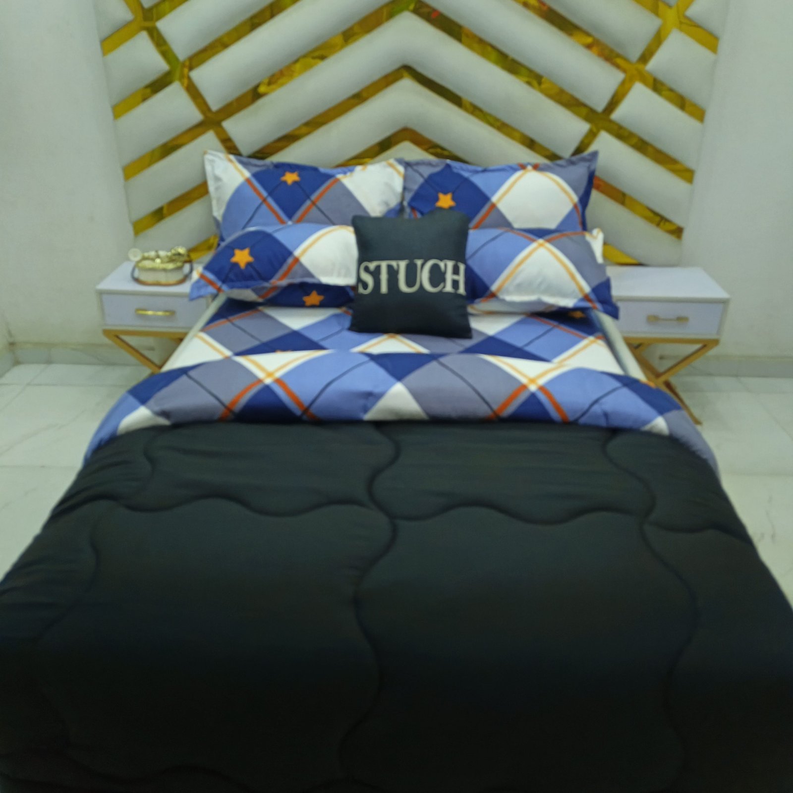 COMBINED BLACK WITH BLUE STARLIT 7/7 DUVET SET