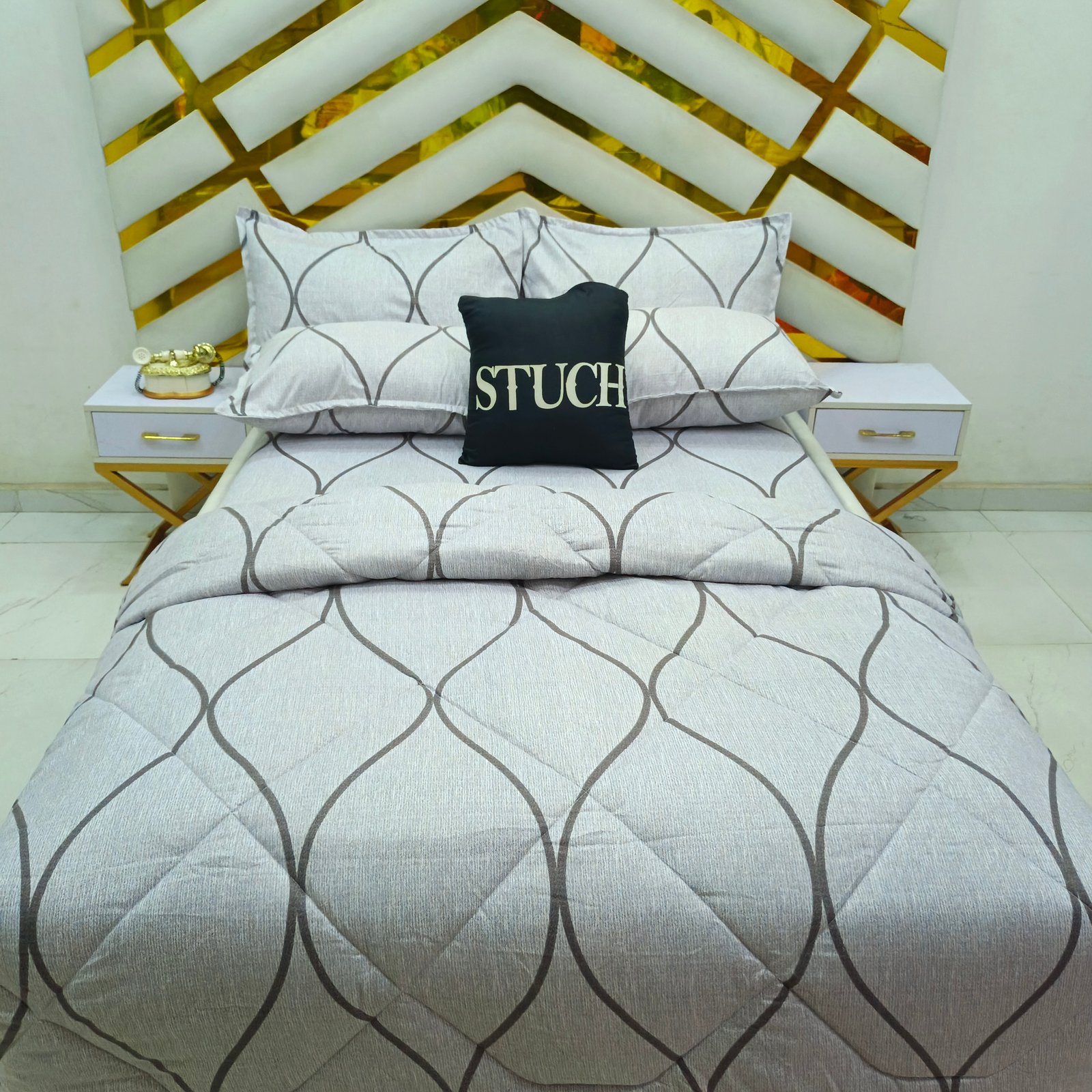 ASH REGAL DROP 7/7 BEDSHEET WITH FOUR PILLOWCASES AND DUVET COVER (NO FIBER INSIDE)