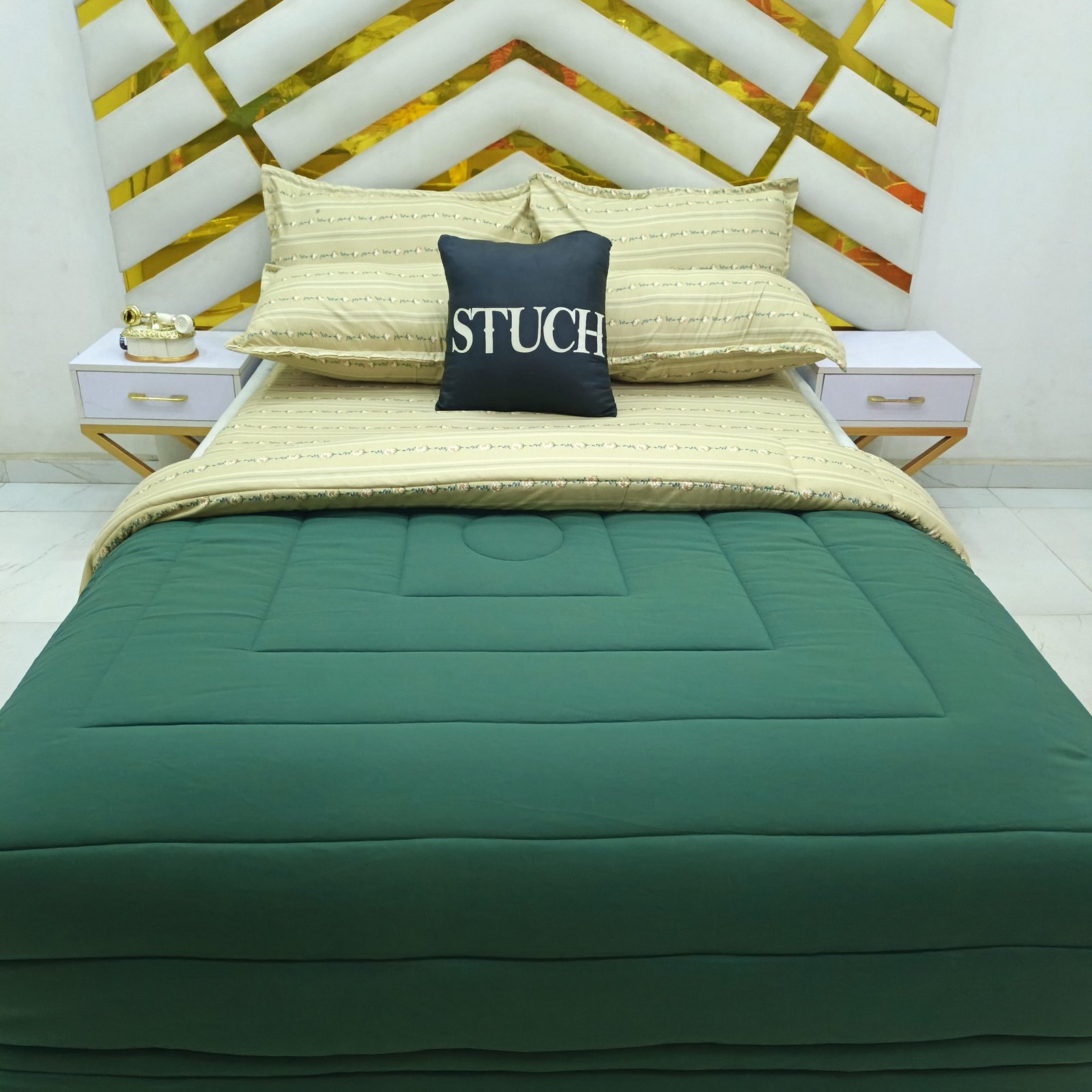 COMBINED DARK EMERALD WITH SAGE BROWN MAJESTY 7/7 DUVET SET