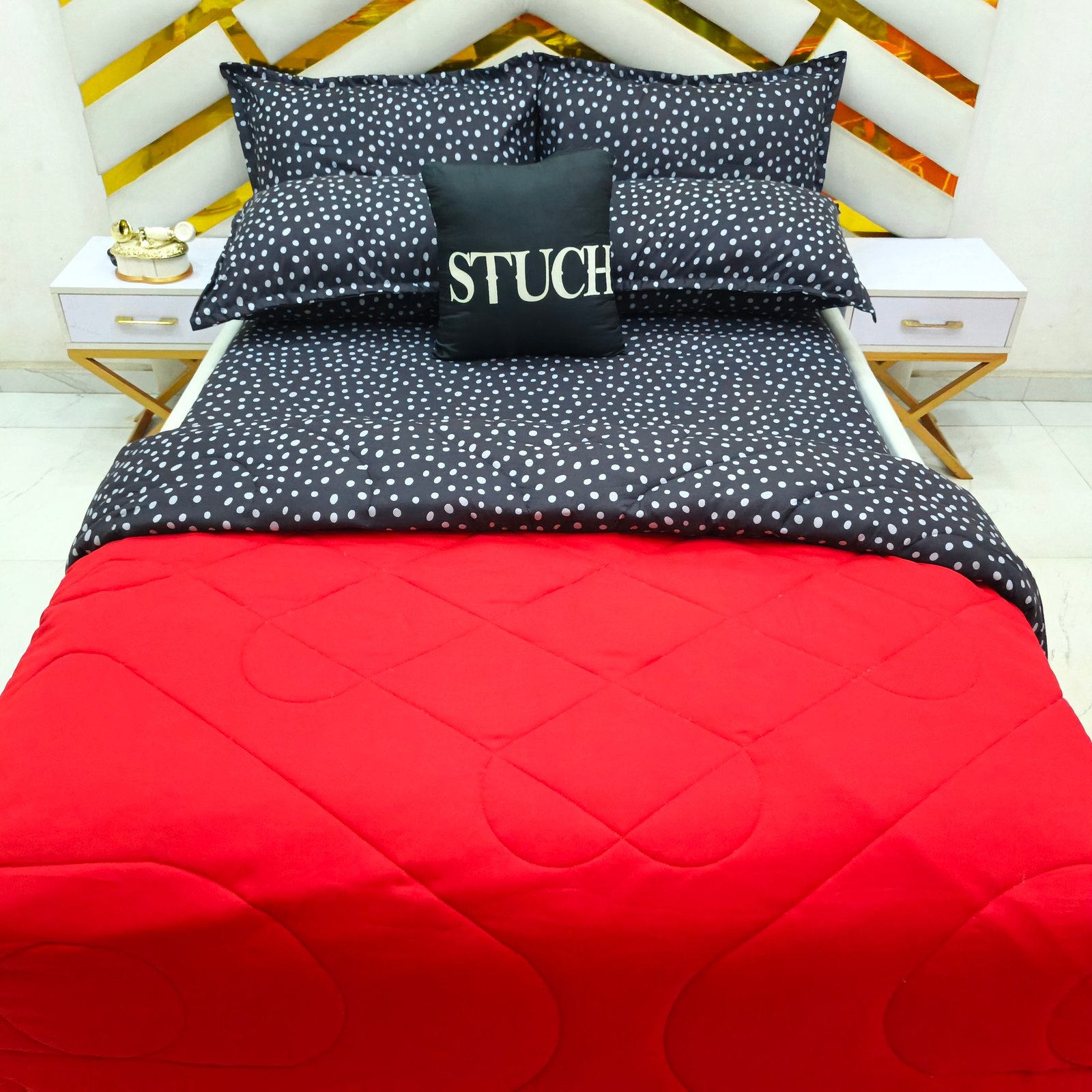 COMBINED RED WITH BLACK DOT 7/7 DUVET SET