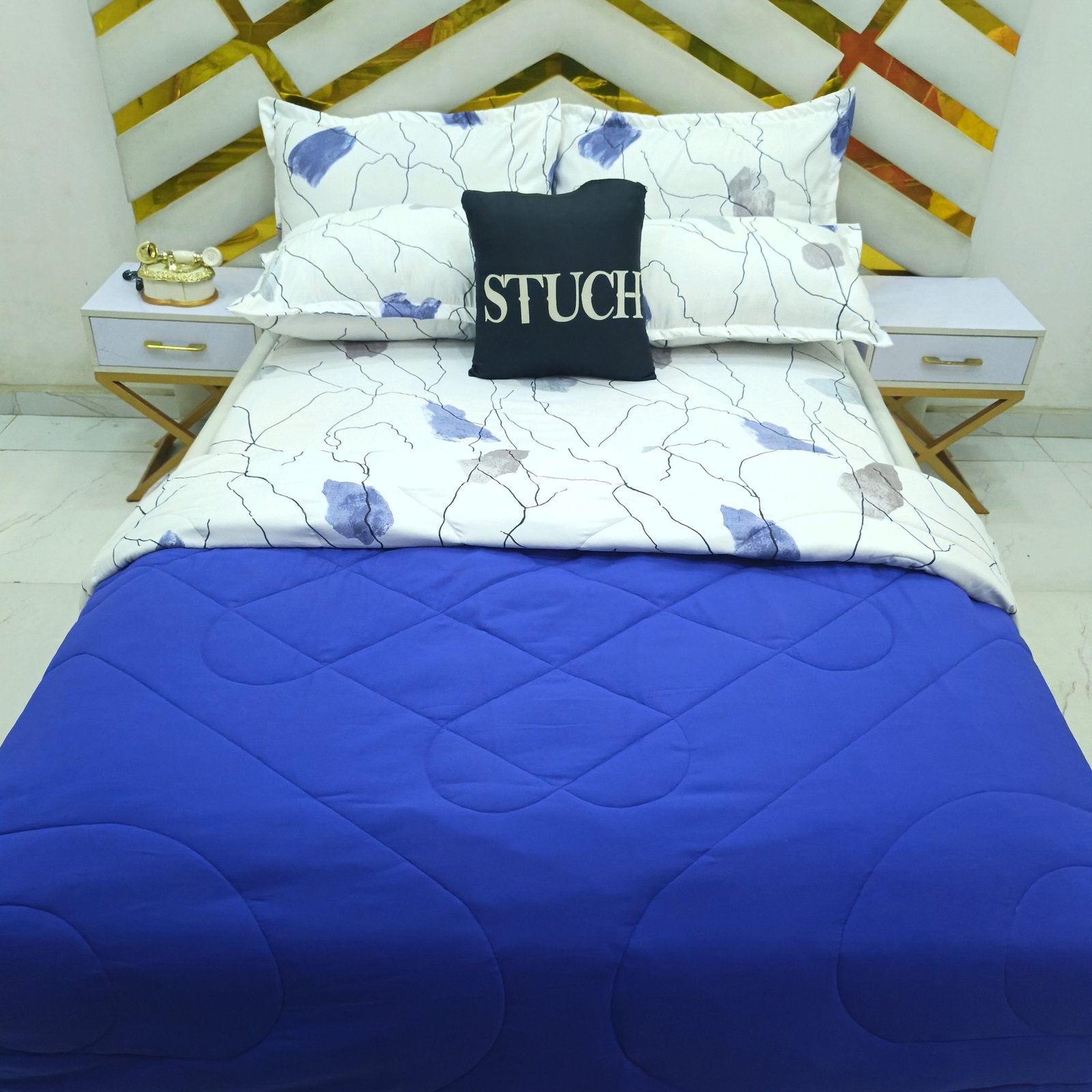 COMBINED ROYAL BLUE WITH LACE STROKE 7/7 DUVET SET