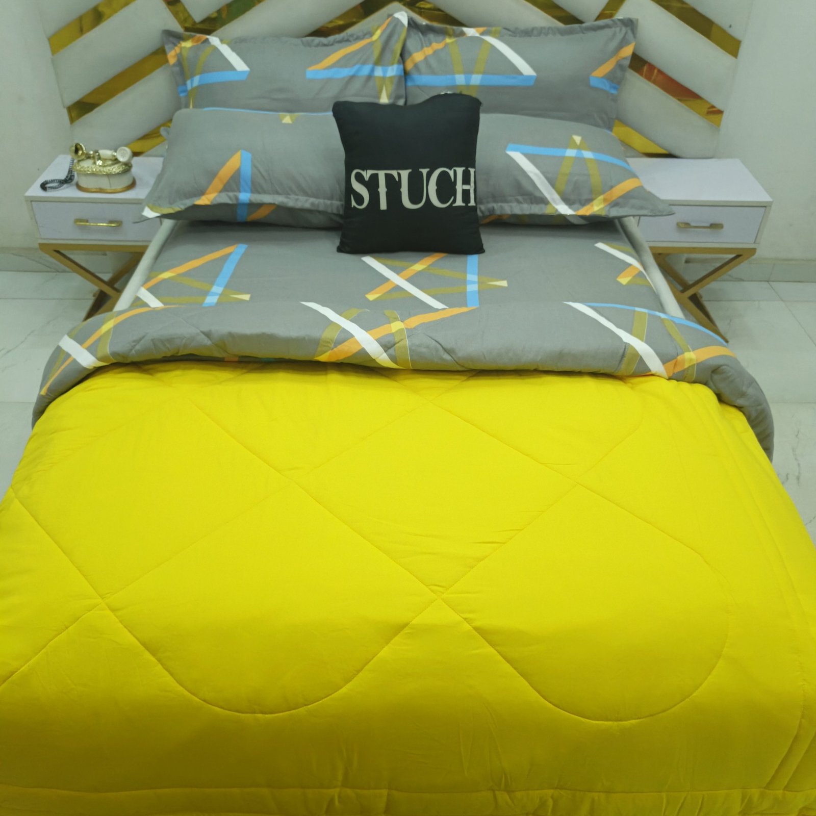 COMBINED YELLOW WITH GRAY HORIZON 7/7 DUVET SET