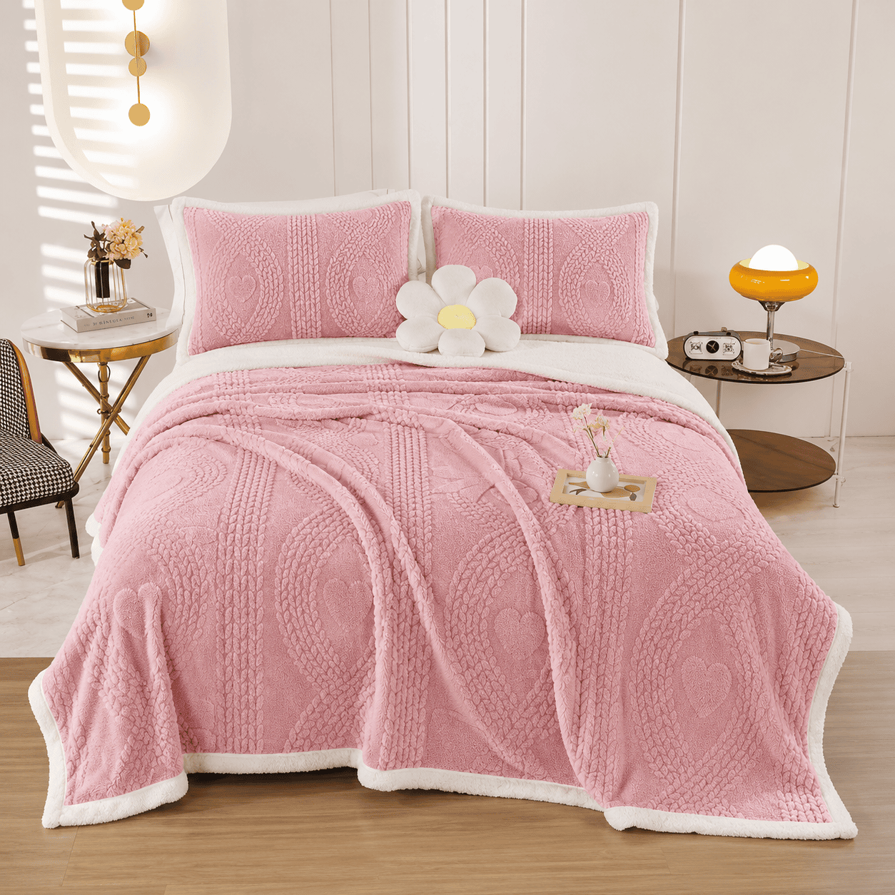 PLUSH LOVE PINK FUR DUVET WITH 2 PILLOW CASES (200 X 230cm)