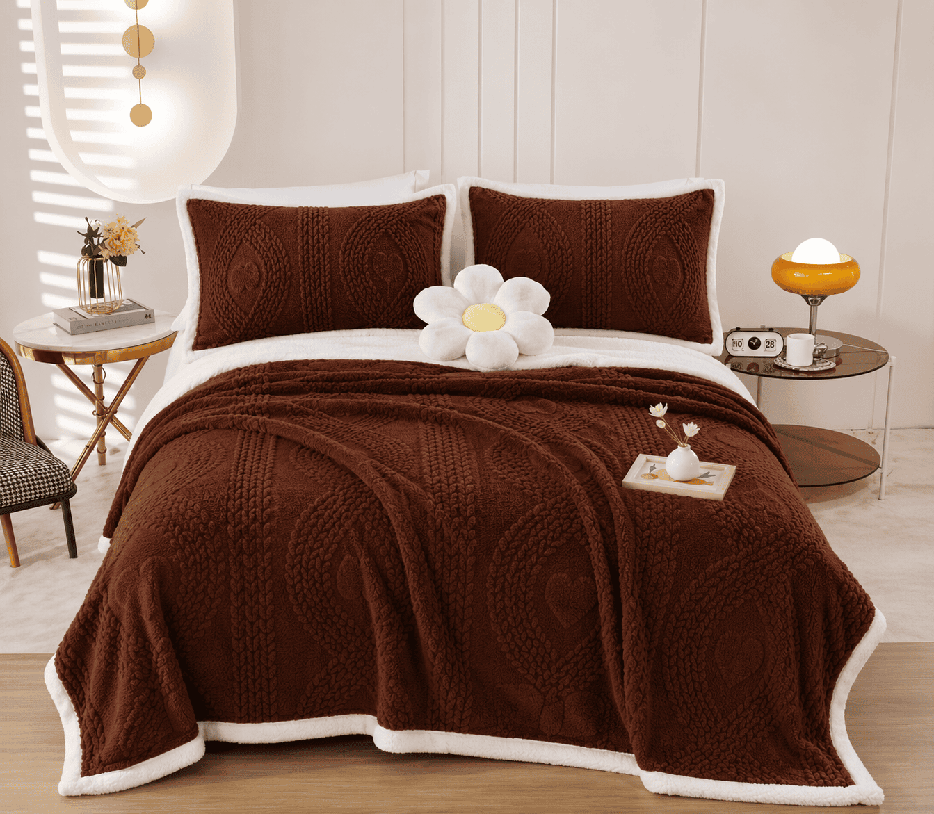 PLUSH LOVE BROWN FUR DUVET WITH 2 PILLOW CASES (200 X 230cm)
