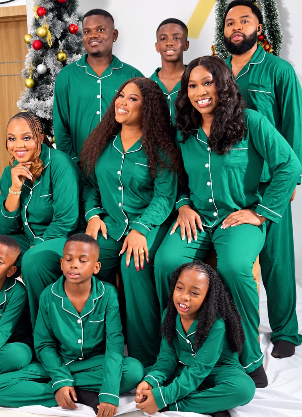 PLAIN GREEN FAMILY CHRISTMAS PYJAMAS